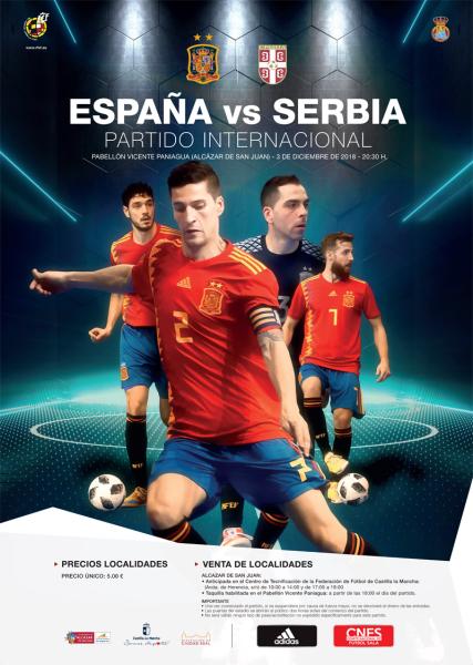 Federación Fútbol Castilla la Mancha-Presentado el partido amistoso España – Serbia de Fútbol Sala en Valdepeñas y Alcázar San Juan.